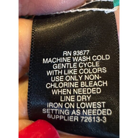 Liz Claiborne Green & White Striped Blouse W/ Lace Cuff Detail M Cotton Blend - Picture 7 of 9